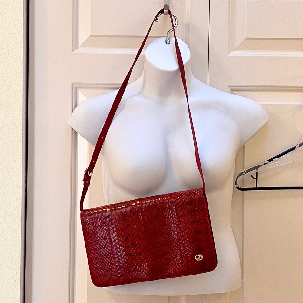 Vintage Python Leather Convertible Shoulder Bag - image 2